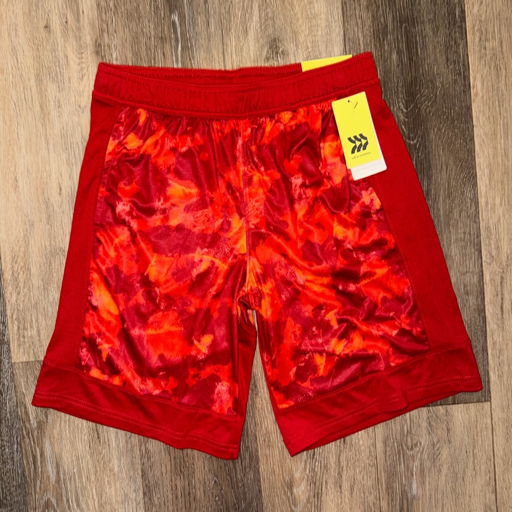 NWT All In Motion Boys Youth Red & Orange Shorts